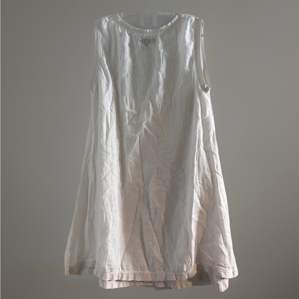 Flax white linen sleeveless V Neck dress pocket XL - Picture 7 of 8
